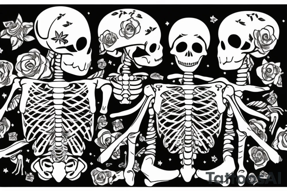 Skeleton talking to a human at a campfire tattoo idea