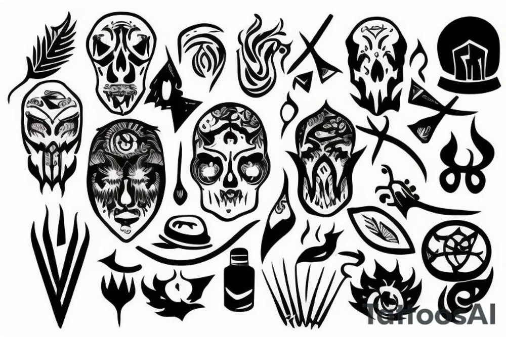 Two people are sitting by the campfire tattoo idea