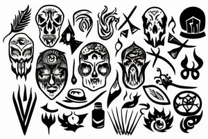 Two people are sitting by the campfire tattoo idea
