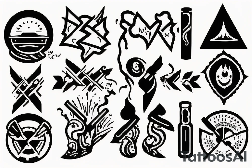 Two people are sitting by the campfire tattoo idea