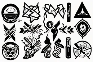 Two people are sitting by the campfire tattoo idea