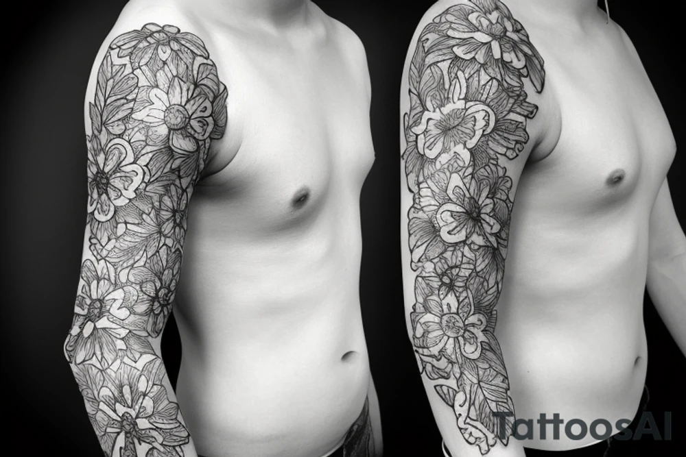 floral sleeve tattoo idea