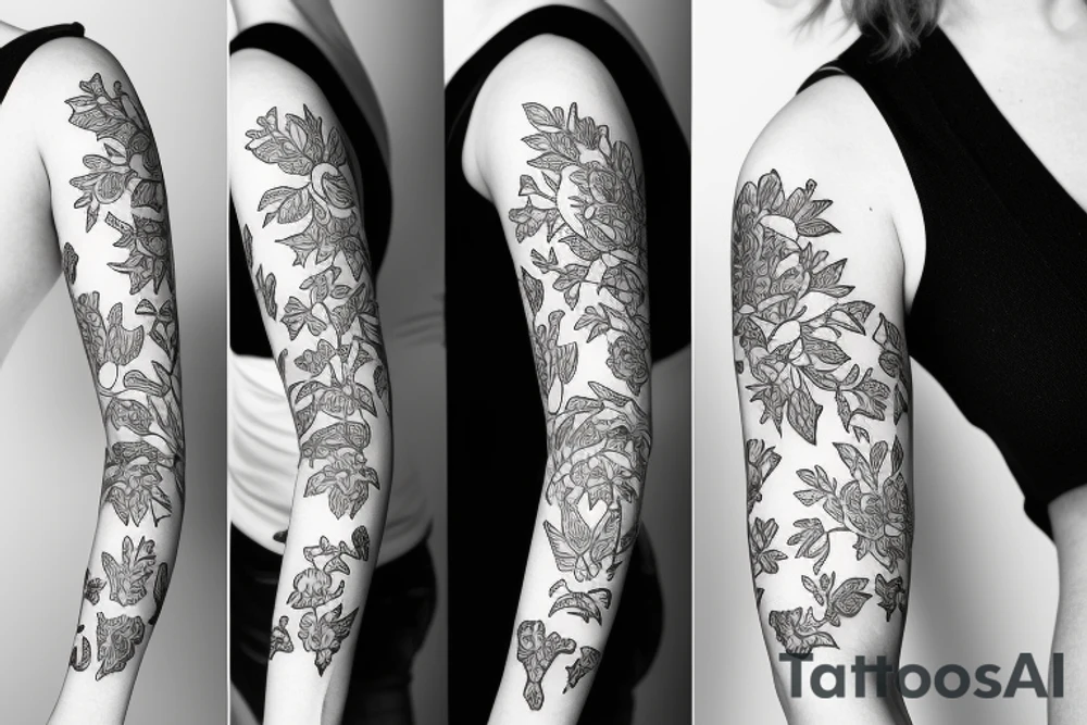 floral sleeve tattoo idea