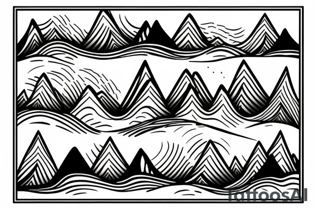 Mountain and. Waves tattoo idea