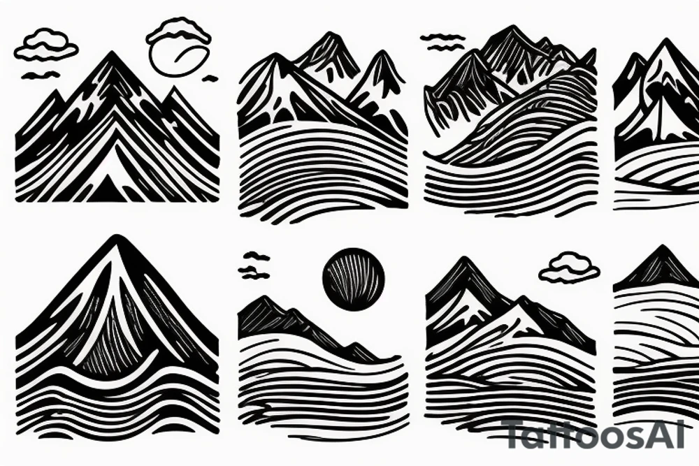 Mountain and. Waves tattoo idea