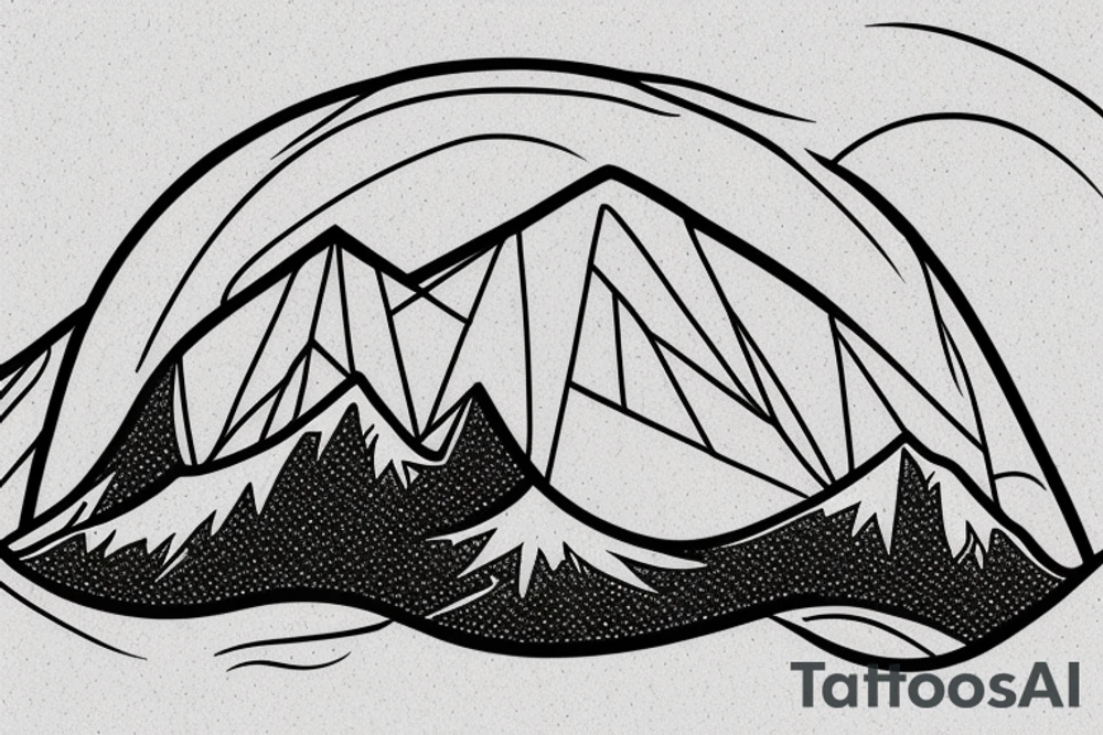 Mountain and. Waves in a rhombus tattoo idea