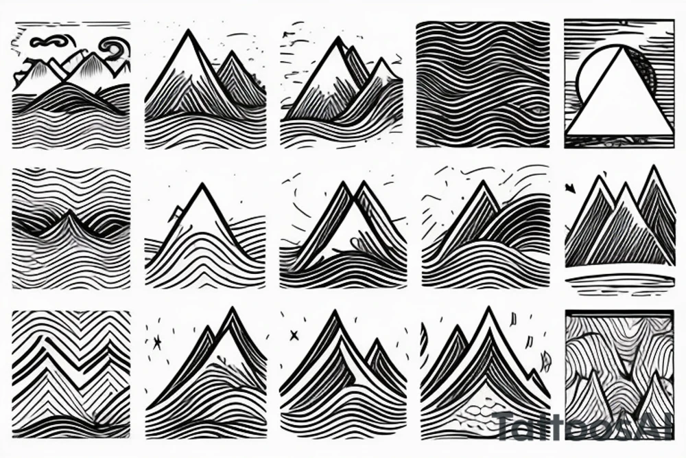 Mountain and. Waves in a rhombus tattoo idea