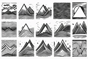Mountain and. Waves in a rhombus tattoo idea