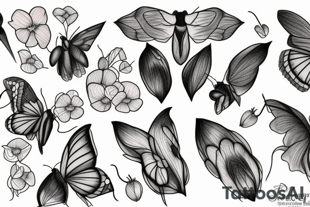 Sweet pea moth dogwood tattoo idea