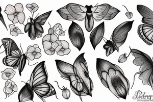 Sweet pea moth dogwood tattoo idea