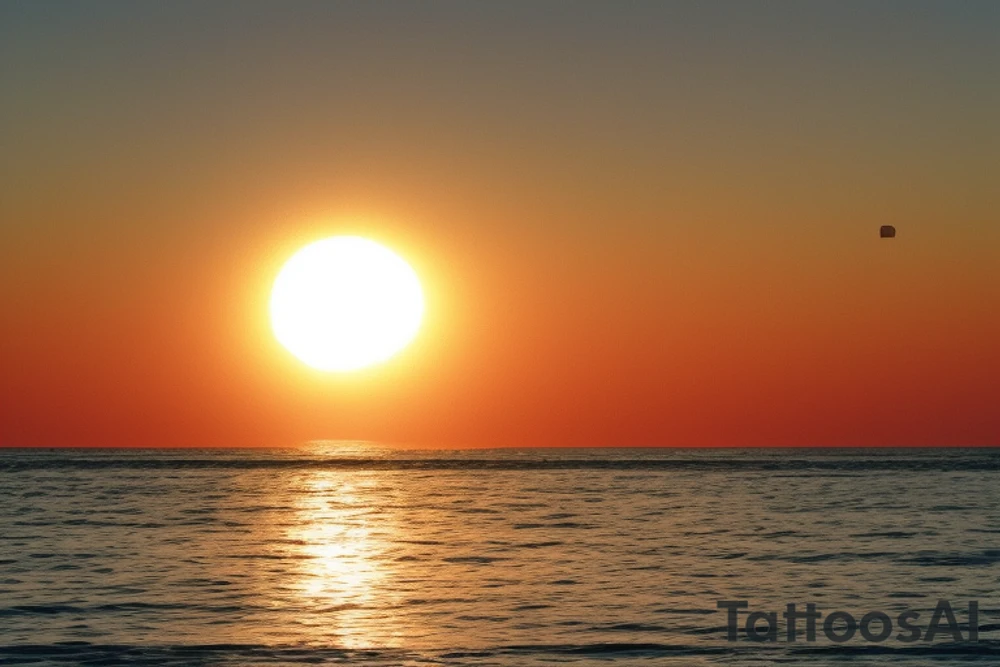 A simple, not very realistic, sunset on the sea, with morse code for RMJA as the sun's rays. Also include another A in morse code tattoo idea