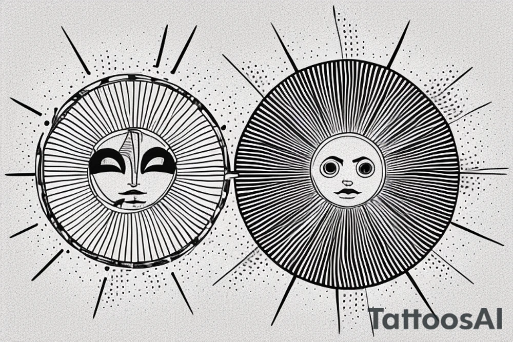 a sun setting over the sea and a morse code for RMJA disguised as the sun rays. Another morse code for A as a sea wave. tattoo idea