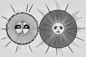 a sun setting over the sea and a morse code for RMJA disguised as the sun rays. Another morse code for A as a sea wave. tattoo idea