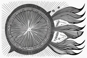 a minimal sun setting over the sea and a morse code for RMJA disguised as the sun rays. Another morse code for A as a sea wave. tattoo idea