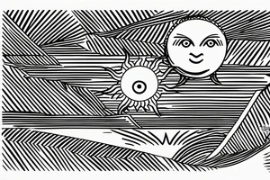 a minimal sun setting over the sea and a morse code for RMJA disguised as the sun rays. Another morse code for A as a sea wave. tattoo idea
