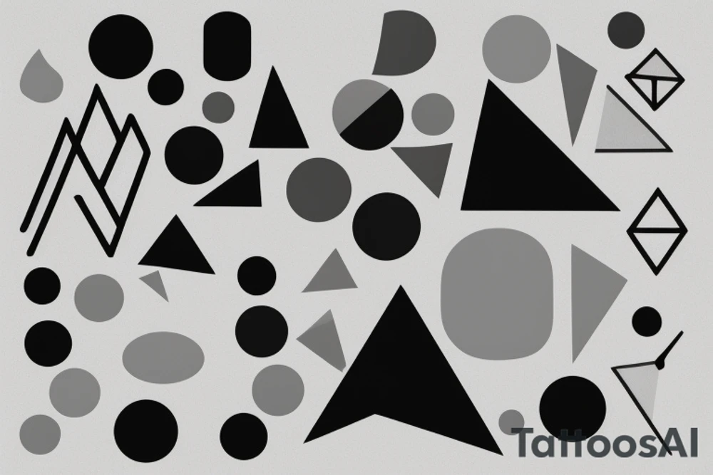 A series of interlocking shapes, such as circles, triangles, and squares, arranged in a way that creates a sense of modularity and flexibility, similar to the way that building blocks can be arranged and rearranged in various combinations. tattoo idea