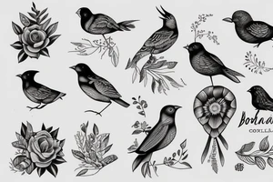 Bird with names Cornelia, Norah and Leona Isabel tattoo idea