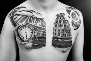 Outline of Vesuvius mirroring the outline of the Coliseum tattoo idea