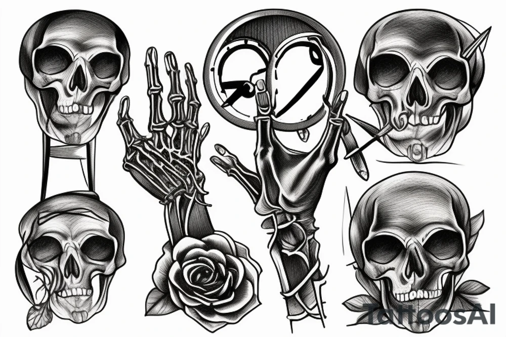 hourglass hold in skeleton fingers as an expression of the passing of time tattoo idea