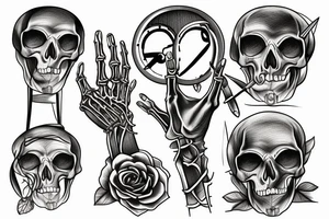 hourglass hold in skeleton fingers as an expression of the passing of time tattoo idea