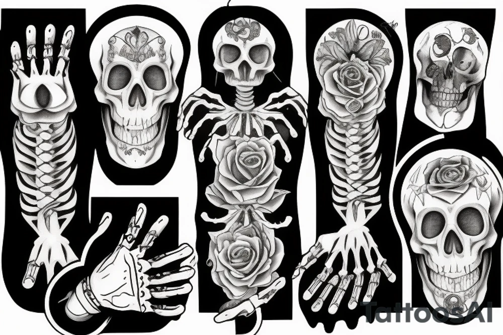 hourglass held in skeleton fingers as an expression of the passing of time tattoo idea