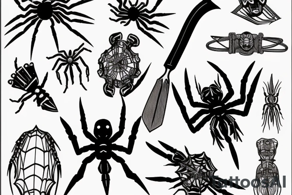 Spider knife tattoo idea
