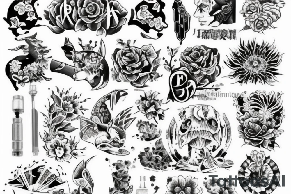 веток пион на плече в графике tattoo idea