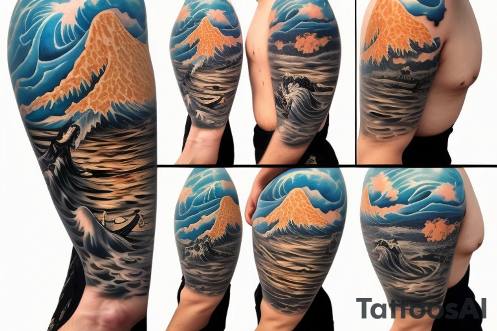 wave of kanagawa under a storm tattoo idea