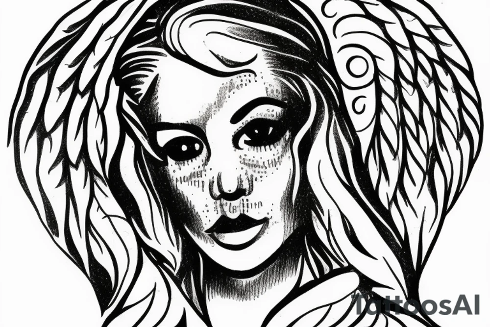outline of an angel pimp dollar bill sign tattoo idea