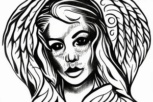 outline of an angel pimp dollar bill sign tattoo idea