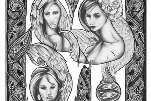 outline of an angel woman
 dollar bill sign tattoo idea