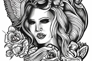outline of an angel woman
 dollar bill sign tattoo idea