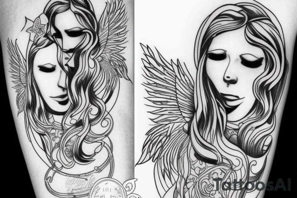 outline of an angel woman $$$$$$$$$$$$ classy tattoo idea