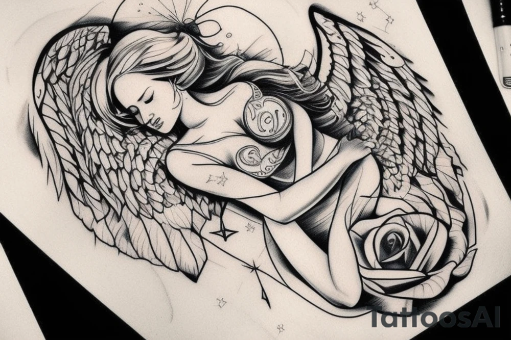 outline of an angel woman $$$$$$$$$$$$ classy tattoo idea