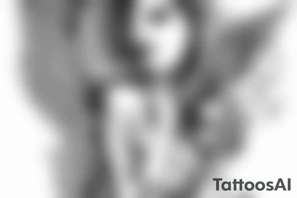 outline of an angel woman $$$$$$$$$$$$ wealth tattoo idea