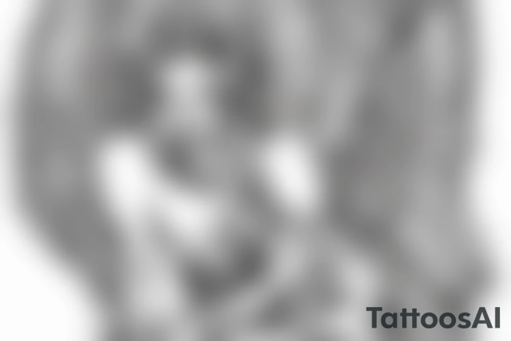 outline of an angel woman $$$$$$$$$$$$ wealth tattoo idea