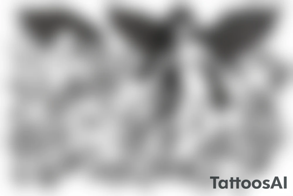 outline of an angel and tons of money tattoo idea