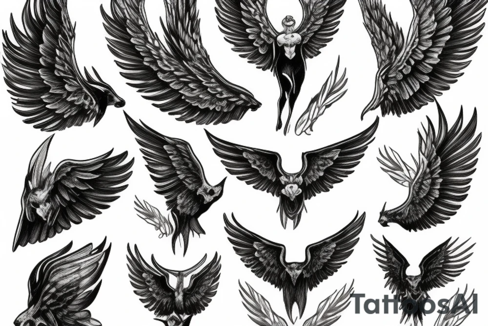 Eris God wings Lamborghini United states dollar tattoo idea
