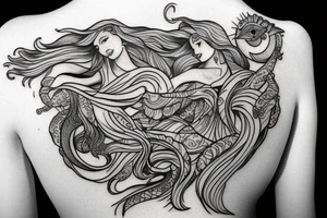 Ancient Pisces goddess tattoo idea