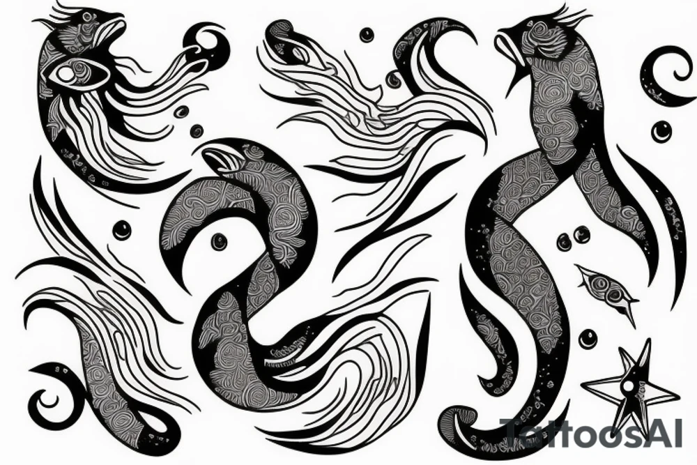 Ancient Pisces goddess tattoo idea