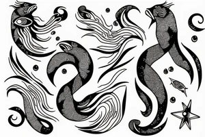 Ancient Pisces goddess tattoo idea
