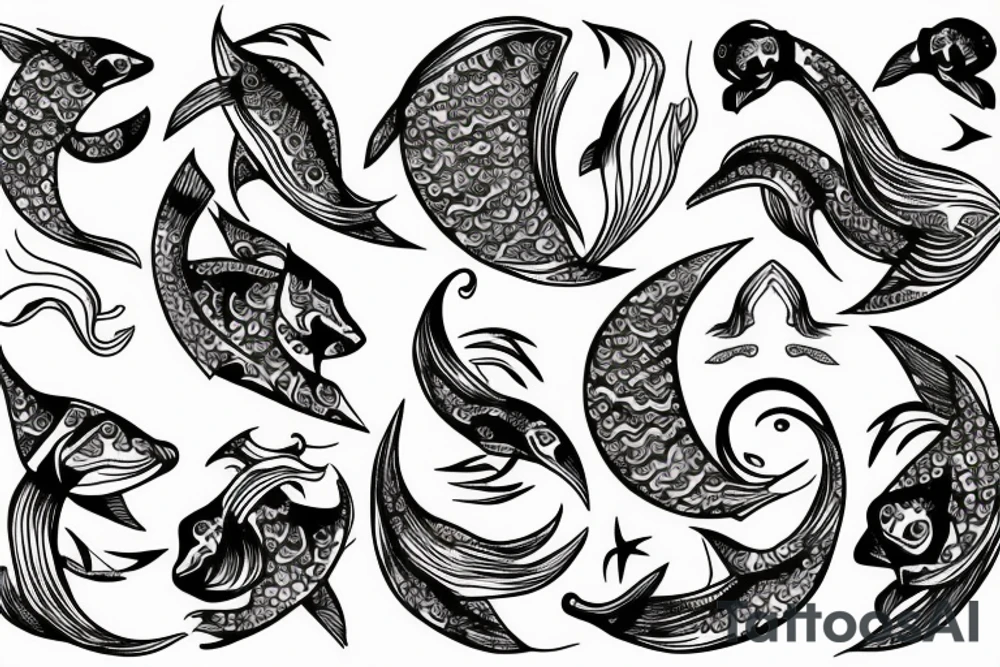 Ancient Pisces goddess tattoo idea