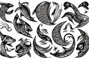 Ancient Pisces goddess tattoo idea
