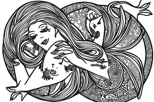 Ancient Pisces goddess in lotus pose tattoo idea
