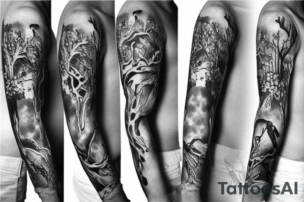 Christian Garden of Eden full arm sleeve tattoo idea