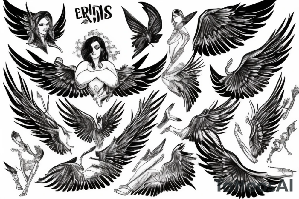 Eris management
hot woman
wings tattoo idea