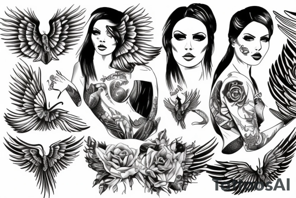 Eris management
hot woman
wings tattoo idea