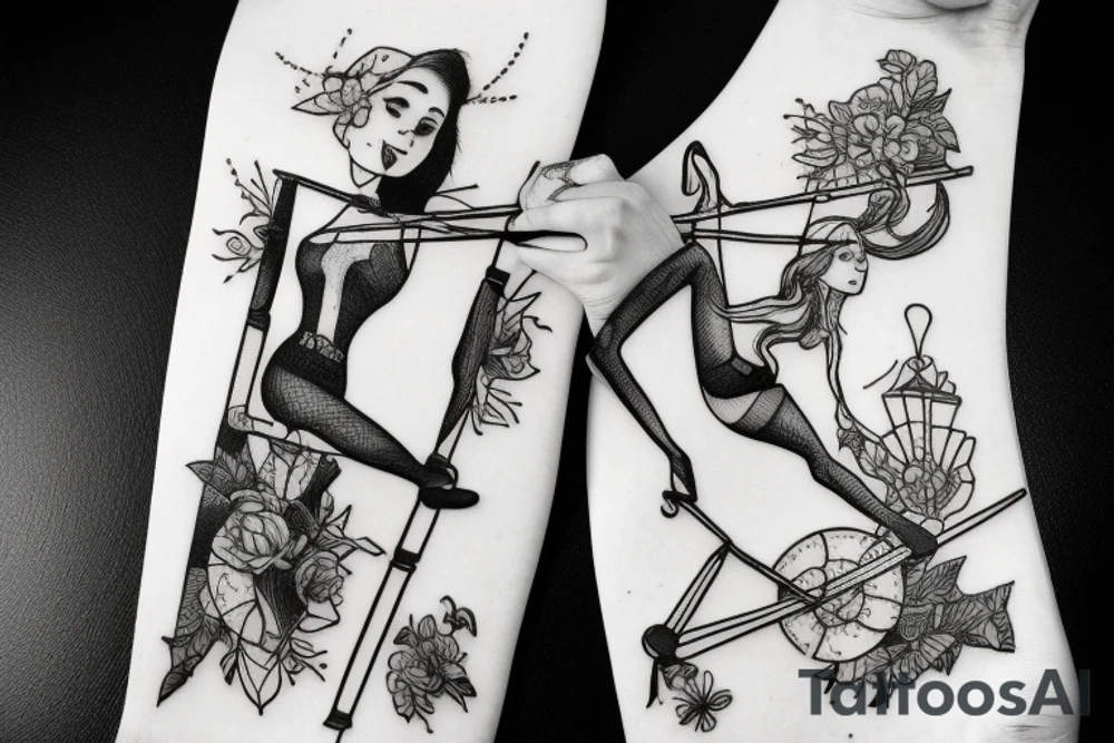 Tightrope girl world tattoo idea