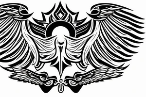 Eris Management brand logo that will make us rich 
wings tattoo idea