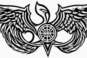Eris Management brand logo that will make us rich 
wings tattoo idea